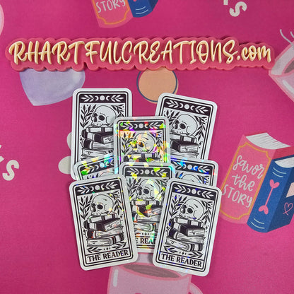 The Reader Gothic Book Lover Sticker | Handmade Dark Academia Vinyl Art for Readers