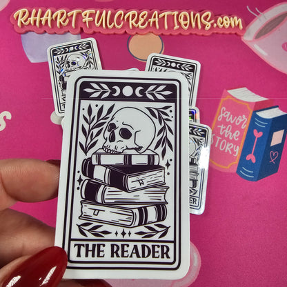 The Reader Gothic Book Lover Sticker | Handmade Dark Academia Vinyl Art for Readers
