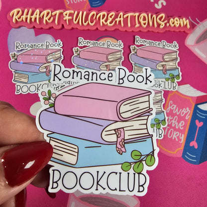 Romance Book Club Sticker – Cute Book Stack Vinyl Sticker for Book Lovers, Romance Readers, Book Club Gifts, Handmade by RH Artful Creations